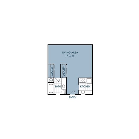 Floor plan for studio, 1 bath, 432 sqft